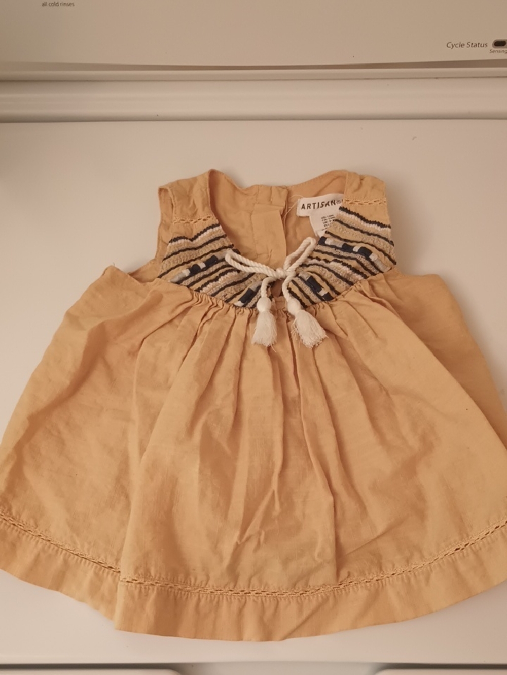 Baby Girls Mustard Yellow Embroidered Summer Top